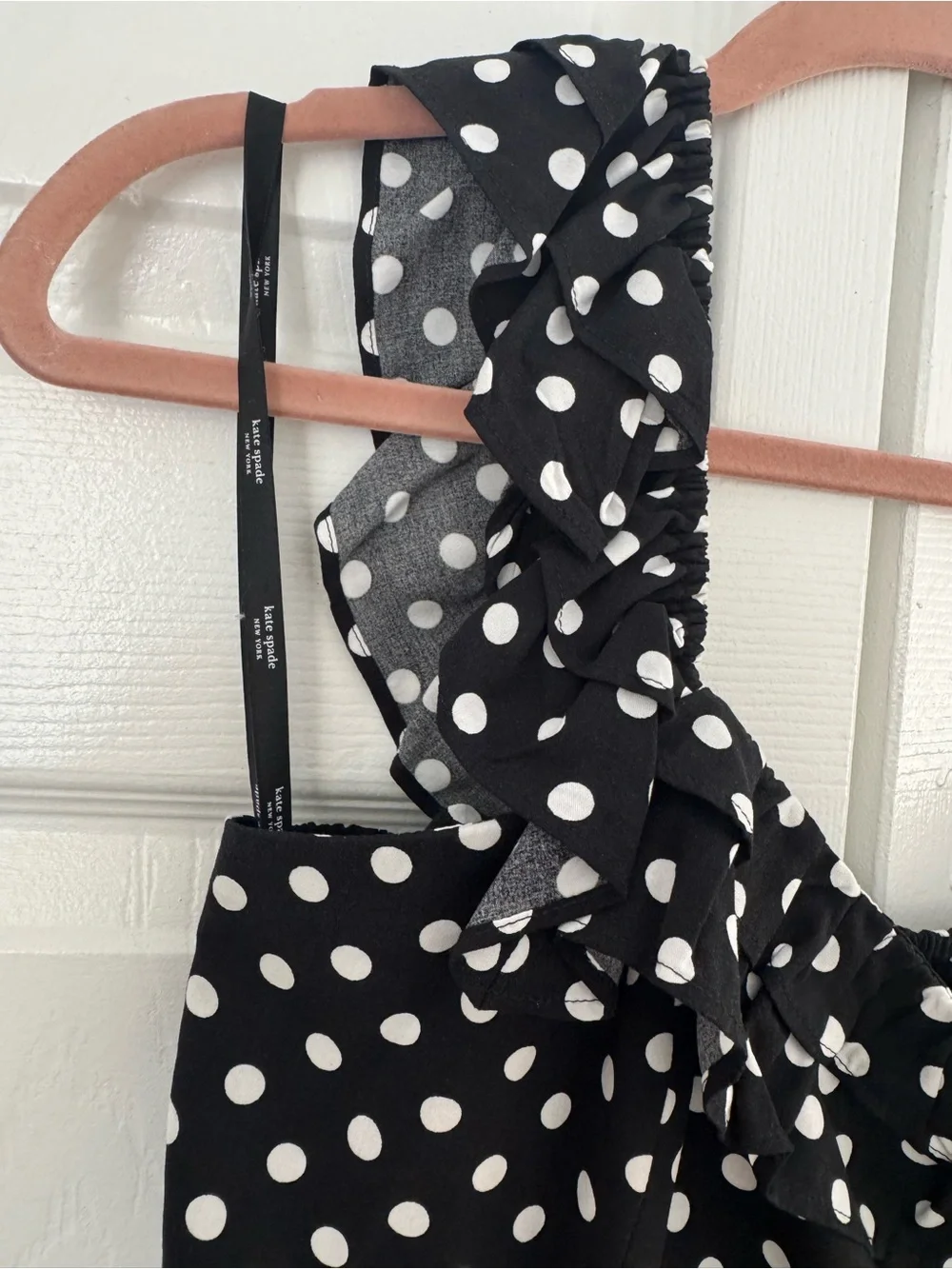 Kate Spade Black and White Polka Dot Ruffle Midi Dress